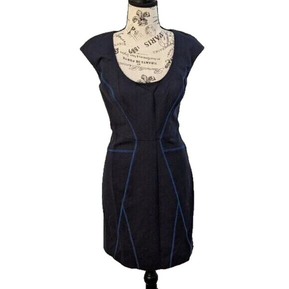 REBECCA TAYLOR Blue Dress with contrast seams bodycon 4 - Picture 1 of 6